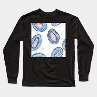 Silver blue geodes / agate slices Long Sleeve T-Shirt